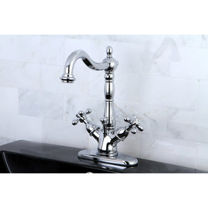 Heritage Double-Handle 1-or-3 Hole Deck Mount 4-Inch Centerset Bathroom Faucet with Brass Pop-Up