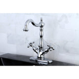 Heritage Double-Handle 1-or-3 Hole Deck Mount 4-Inch Centerset Bathroom Faucet with Brass Pop-Up
