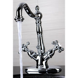 Vintage Double-Handle 1-or-3 Hole Deck Mount 4-Inch Centerset Bathroom Faucet with Brass Pop-Up
