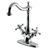 Vintage Double-Handle 1-or-3 Hole Deck Mount 4-Inch Centerset Bathroom Faucet with Brass Pop-Up