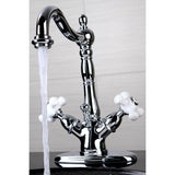 Heritage Double-Handle 1-or-3 Hole Deck Mount 4-Inch Centerset Bathroom Faucet with Brass Pop-Up