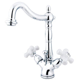 Heritage Double-Handle 1-or-3 Hole Deck Mount 4-Inch Centerset Bathroom Faucet with Brass Pop-Up