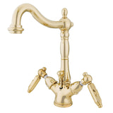 Victorian Double-Handle 1-or-3 Hole Deck Mount 4-Inch Centerset Bathroom Faucet with Brass Pop-Up