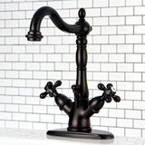 Heritage Double-Handle 1-or-3 Hole Deck Mount 4-Inch Centerset Bathroom Faucet with Brass Pop-Up