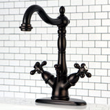 Heritage Two-Handle 1-or-3 Hole Deck Mount Bathroom Faucet with Brass Pop-Up