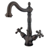 Heritage Double-Handle 1-or-3 Hole Deck Mount 4-Inch Centerset Bathroom Faucet with Brass Pop-Up
