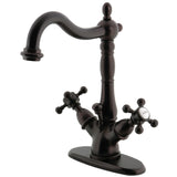 Vintage Double-Handle 1-or-3 Hole Deck Mount 4-Inch Centerset Bathroom Faucet with Brass Pop-Up