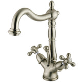 Heritage Double-Handle 1-or-3 Hole Deck Mount 4-Inch Centerset Bathroom Faucet with Brass Pop-Up