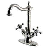 Vintage Double-Handle 1-or-3 Hole Deck Mount 4-Inch Centerset Bathroom Faucet with Brass Pop-Up