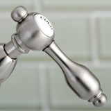 Tudor Double-Handle 1-or-3 Hole Deck Mount 4-Inch Centerset Bathroom Faucet with Brass Pop-Up