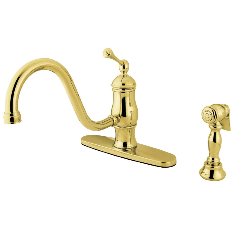 Heritage Single-Handle 2-or-4 Hole Kitchen Faucet with Brass Sprayer