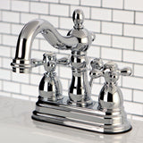 Heritage Double-Handle 3-Hole Deck Mount 4-Inch Centerset Bathroom Faucet with Brass Pop-Up