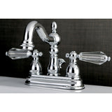 Wilshire Double-Handle 3-Hole Deck Mount 4-Inch Centerset Bathroom Faucet with Brass Pop-Up