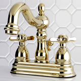 Essex Double-Handle 3-Hole Deck Mount 4-Inch Centerset Bathroom Faucet with Brass Pop-Up
