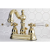 Wilshire Double-Handle 3-Hole Deck Mount 4-Inch Centerset Bathroom Faucet with Brass Pop-Up