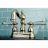 Wilshire Double-Handle 3-Hole Deck Mount 4-Inch Centerset Bathroom Faucet with Brass Pop-Up