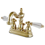 Wilshire Double-Handle 3-Hole Deck Mount 4-Inch Centerset Bathroom Faucet with Brass Pop-Up