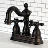 Heritage Double-Handle 3-Hole Deck Mount 4-Inch Centerset Bathroom Faucet with Brass Pop-Up