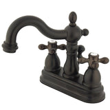 Heritage Double-Handle 3-Hole Deck Mount 4-Inch Centerset Bathroom Faucet with Brass Pop-Up