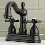 Essex Double-Handle 3-Hole Deck Mount 4-Inch Centerset Bathroom Faucet with Brass Pop-Up
