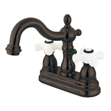 Heritage Double-Handle 3-Hole Deck Mount 4-Inch Centerset Bathroom Faucet with Brass Pop-Up