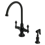Vintage Two-Handle 2-Hole Kitchen Faucet with Brass Sprayer