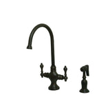 Vintage Two-Handle 2-Hole Kitchen Faucet with Brass Sprayer