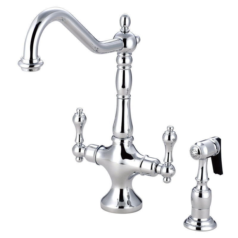 Heritage Two-Handle 2-Hole Kitchen Faucet with Brass Sprayer