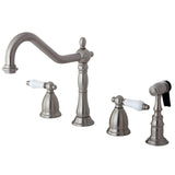 Heritage Double-Handle 4-Hole Widespread Kitchen Faucet with Brass Sprayer