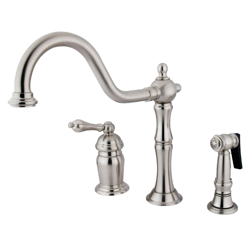 Heritage Single-Handle 3-Hole Widespread Kitchen Faucet with Brass Sprayer