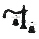 Heritage Two-Handle 3-Hole Deck Mount Widespread Bathroom Faucet with Brass Pop-Up
