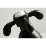 French Country Two-Handle 3-Hole Deck Mount Widespread Bathroom Faucet with Brass Pop-Up