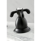 French Country Two-Handle 3-Hole Deck Mount Widespread Bathroom Faucet with Brass Pop-Up