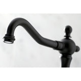 French Country Two-Handle 3-Hole Deck Mount Widespread Bathroom Faucet with Brass Pop-Up