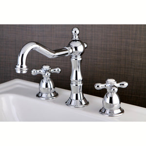 Heritage Two-Handle 3-Hole Deck Mount Widespread Bathroom Faucet with Brass Pop-Up