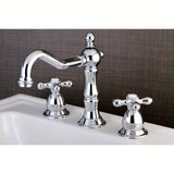 Heritage Two-Handle 3-Hole Deck Mount Widespread Bathroom Faucet with Brass Pop-Up