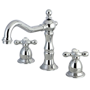 Heritage Two-Handle 3-Hole Deck Mount Widespread Bathroom Faucet with Brass Pop-Up