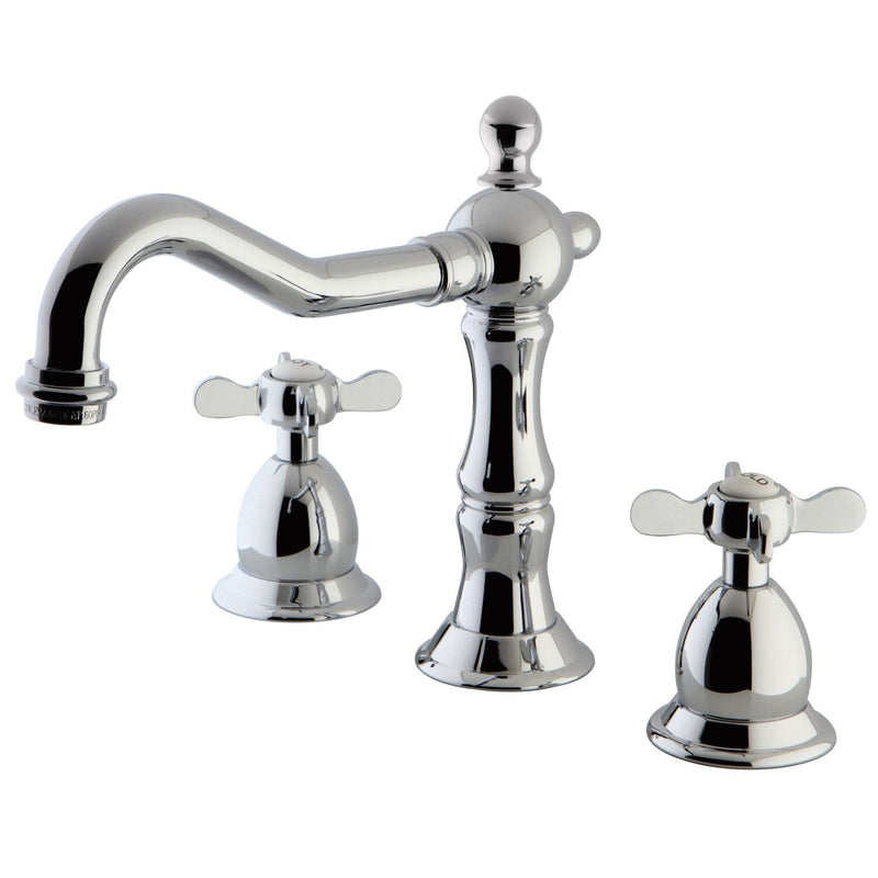 Essex Two-Handle 3-Hole Deck Mount Widespread Bathroom Faucet with Brass Pop-Up