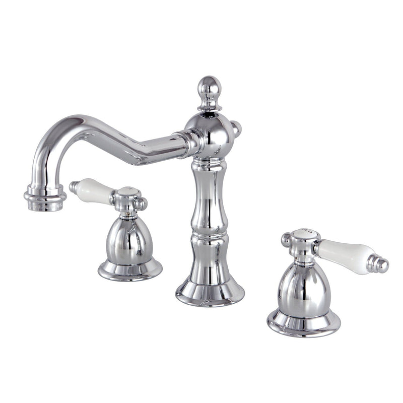 Bel-Air Two-Handle 3-Hole Deck Mount Widespread Bathroom Faucet with Brass Pop-Up Drain