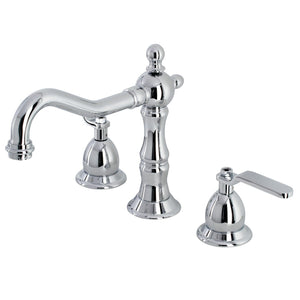 Whitaker Two-Handle 3-Hole Deck Mount Widespread Bathroom Faucet with Brass Pop-Up