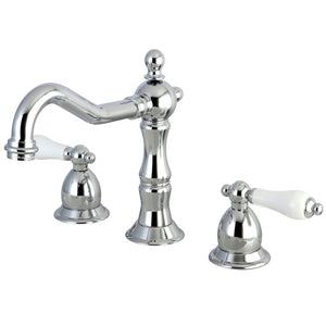 Heritage Two-Handle 3-Hole Deck Mount Widespread Bathroom Faucet with Brass Pop-Up