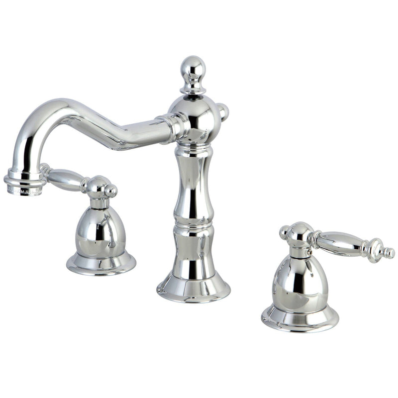 Heritage Two-Handle 3-Hole Deck Mount Widespread Bathroom Faucet with Brass Pop-Up