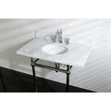 French Country Two-Handle 3-Hole Deck Mount Widespread Bathroom Faucet with Brass Pop-Up