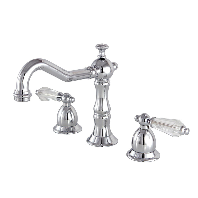 Wilshire Two-Handle 3-Hole Deck Mount Widespread Bathroom Faucet with Brass Pop-Up