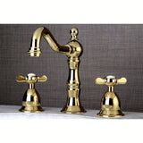 Essex Two-Handle 3-Hole Deck Mount Widespread Bathroom Faucet with Brass Pop-Up