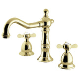 Essex Two-Handle 3-Hole Deck Mount Widespread Bathroom Faucet with Brass Pop-Up