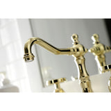 Belknap Two-Handle 3-Hole Deck Mount Widespread Bathroom Faucet with Brass Pop-Up Drain