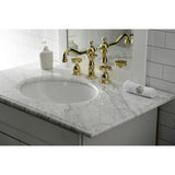 Belknap Two-Handle 3-Hole Deck Mount Widespread Bathroom Faucet with Brass Pop-Up Drain