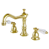 Wilshire Two-Handle 3-Hole Deck Mount Widespread Bathroom Faucet with Brass Pop-Up