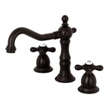 Heritage Two-Handle 3-Hole Deck Mount Widespread Bathroom Faucet with Brass Pop-Up